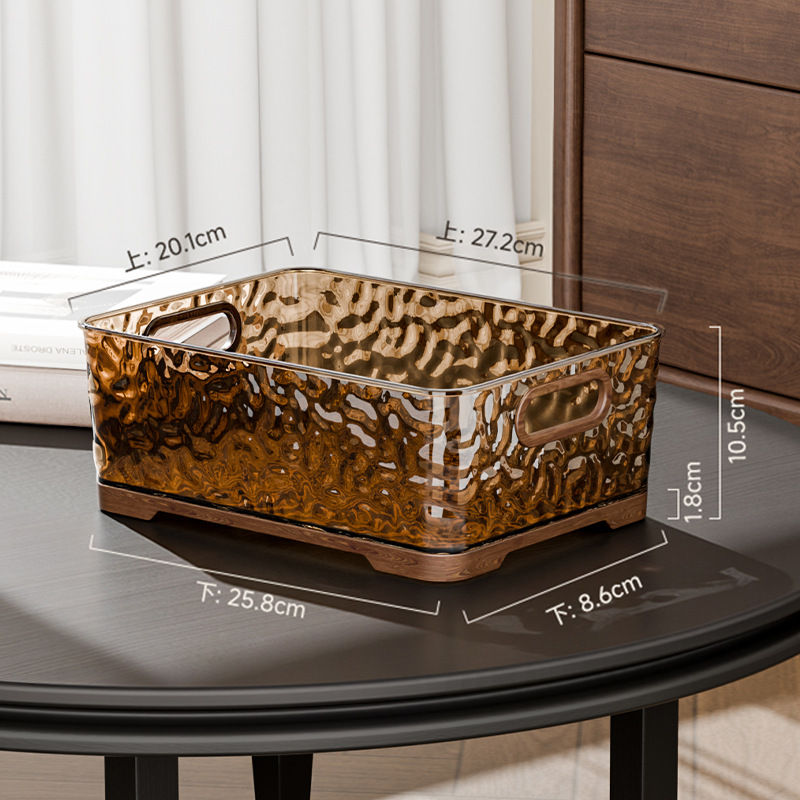 Glacier-patterned storage box - walnut wood color