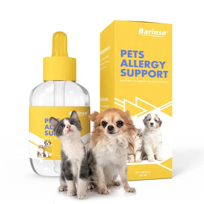 Venta al por mayor personalización de gotas de alergia estacional con antibiótico natural para perros y gatos Salud Alivio de alergias