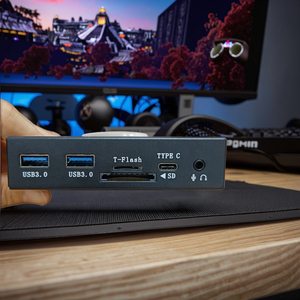 Hub de Panel frontal de Metal USB 3,5 6 en 1 de 3,0 pulgadas, lector de tarjetas TF/SD, Hub tipo C, salida de Audio HD, entrada de micrófono, accesorio para PC