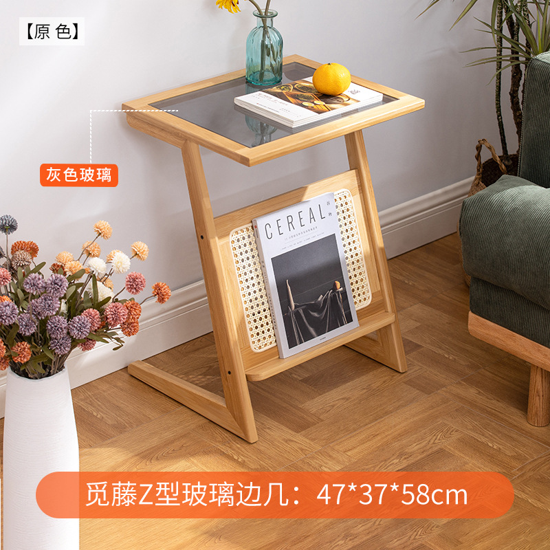 Miteng bedside table, original color, 47cm long (grey glass)