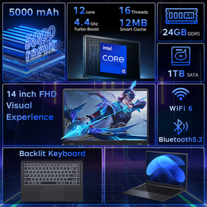 แล็ปท็อปสำหรับเล่นเกม I5-1240P คอร์พิมพ์ลายนิ้วมือได้ถึง4.4กิกะเฮิร์ตซ์แล็ปท็อปธุรกิจคอมพิวเตอร์แบบมีไฟด้านหลังสำหรับแล็ปท็อป DDR5ขนาด24กิกะไบต์ขนาด1เทราไบต์ของใหม่ - Product Image 3