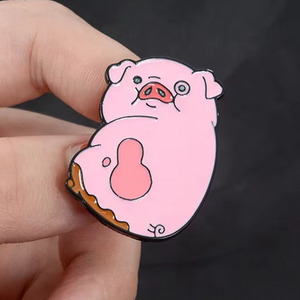 Kunshan nhà máy trực tiếp giá tùy chỉnh trọng lực rơi waddles men ve áo Pin huy hiệu bán buôn kim loại phim hoạt hình mềm men Pin lợn - Product Image 1