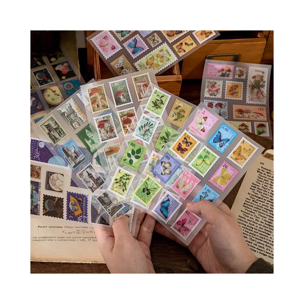 Jeu de tampons autocollants timbre décoratifs Vintage, étiquettes Scrapbooking, pour planificateur Album, journal