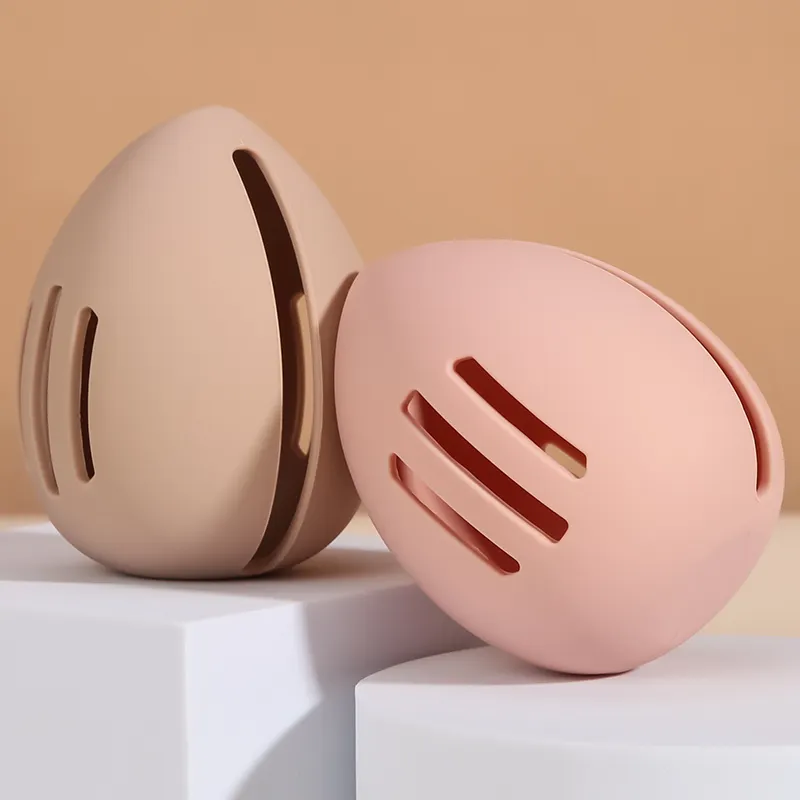 Soporte para huevos de belleza ecológico de alta calidad al por mayor estuche de maquillaje contenedor esponja de maquillaje de silicona