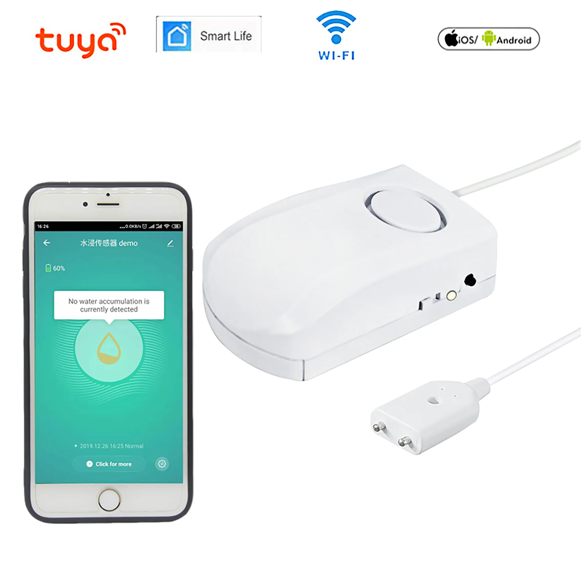 Wi-fi sensor de vazamento de água medidor de água detector de vazamento de detector de vazamento de água