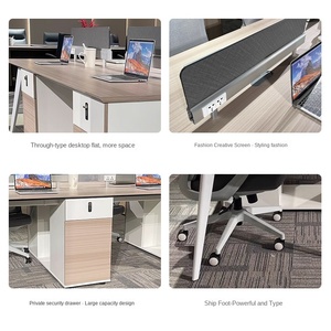 Modern Simple 6 4 2-Person <strong>Computer</strong> Staff Station Office <strong>Tables</strong> Chairs with Cabinet Staff Screen Desk Card Hold for Home Use - Product Image 4