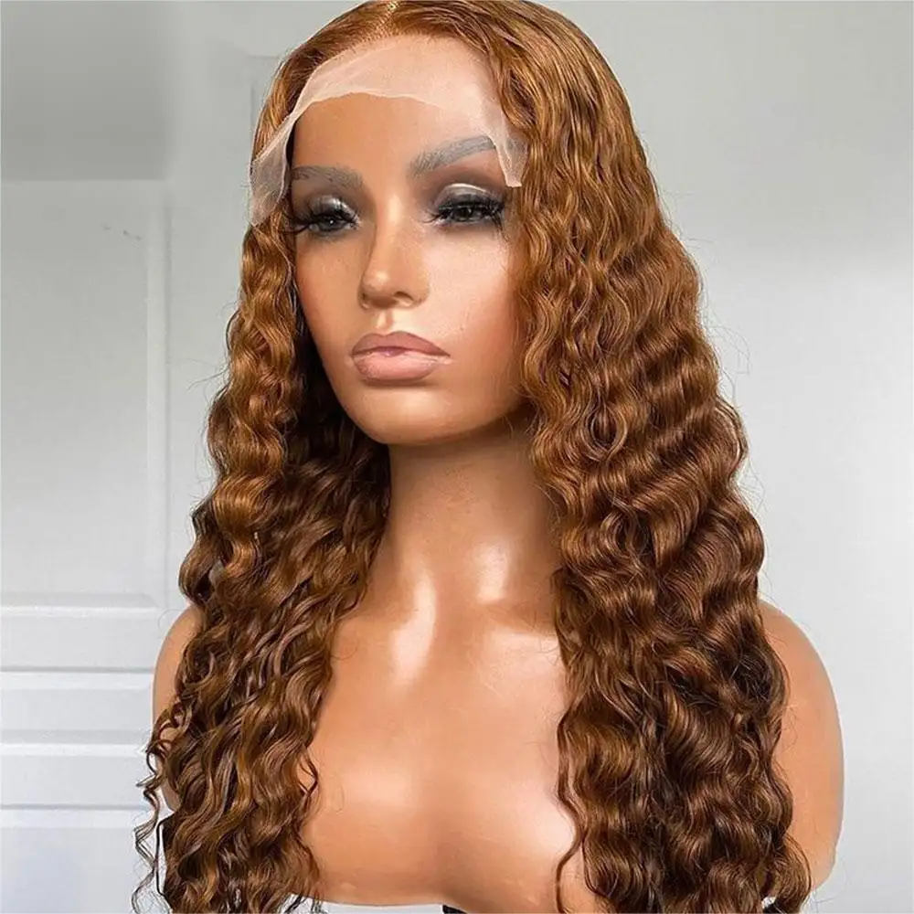 Marrom avermelhado 6x6 5x5 HD Lace Encerramento Peruca Custom Onda Profunda Perucas Chocolate Marrom Cabelo Humano HD Lace Front Perucas Para Mulheres Negras