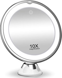 10X放大化妆镜带灯3色照明智能开关360度旋转强力吸盘 - Product Image 1