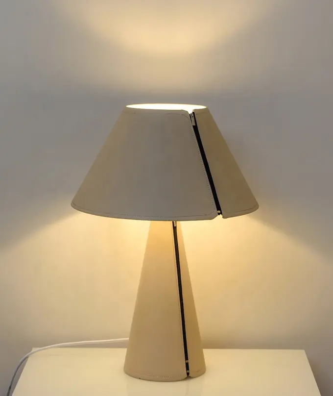 Lampe de table sur pied de luxe en cuir, fermeture éclair, facile à nettoyer, JY6169