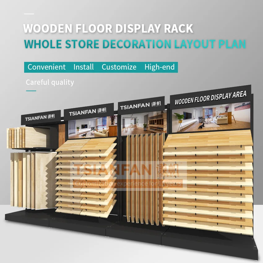 High Quality Wooden Floor Display Rack Stand Laminate Hardwood Metal Frame Sample Board Wood Flooring Tile Displays Combination