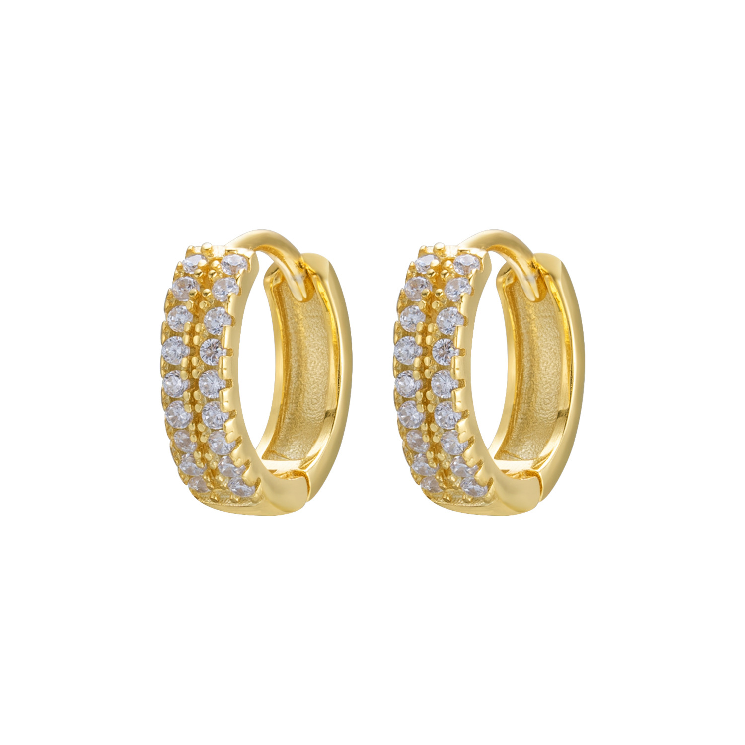 Double-row diamond earrings