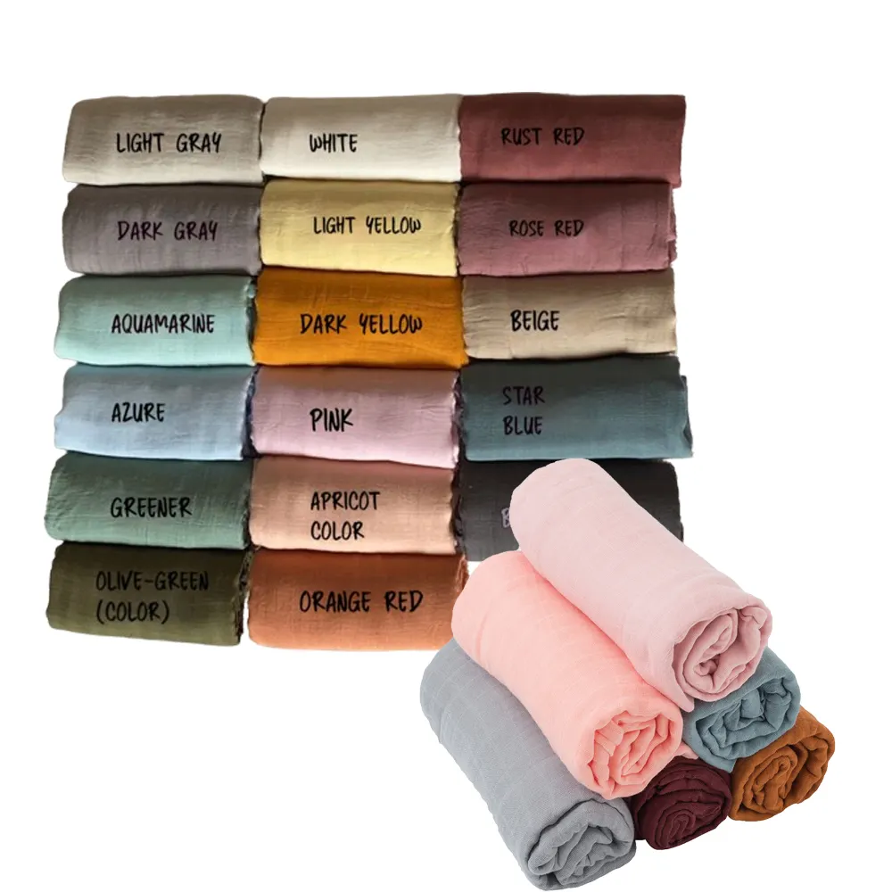 Individuelle einfarbige Baby-Bambus-Musselin-Decke 2 Schichten Wickeldecke 47 Zoll Großhandel Bio-Baumwolldecke Musselin-Decke