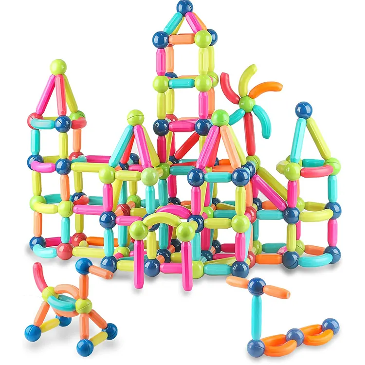 Offerta di sconto 36 pezzi fai da te assemblaggio bastone magnetico blocchi di costruzione stelo aste magnetiche e palline giocattolo per l'apprendimento dei bambini