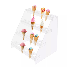 Nhà máy tùy chỉnh 24-lỗ tổ chức đám cưới tái sử dụng Acrylic <span class=keywords><strong>Ice</strong></span> <span class=keywords><strong>Cream</strong></span> Cone chủ khay hiển thị đứng Rack làm bằng vật liệu PMMA - Product Image 6