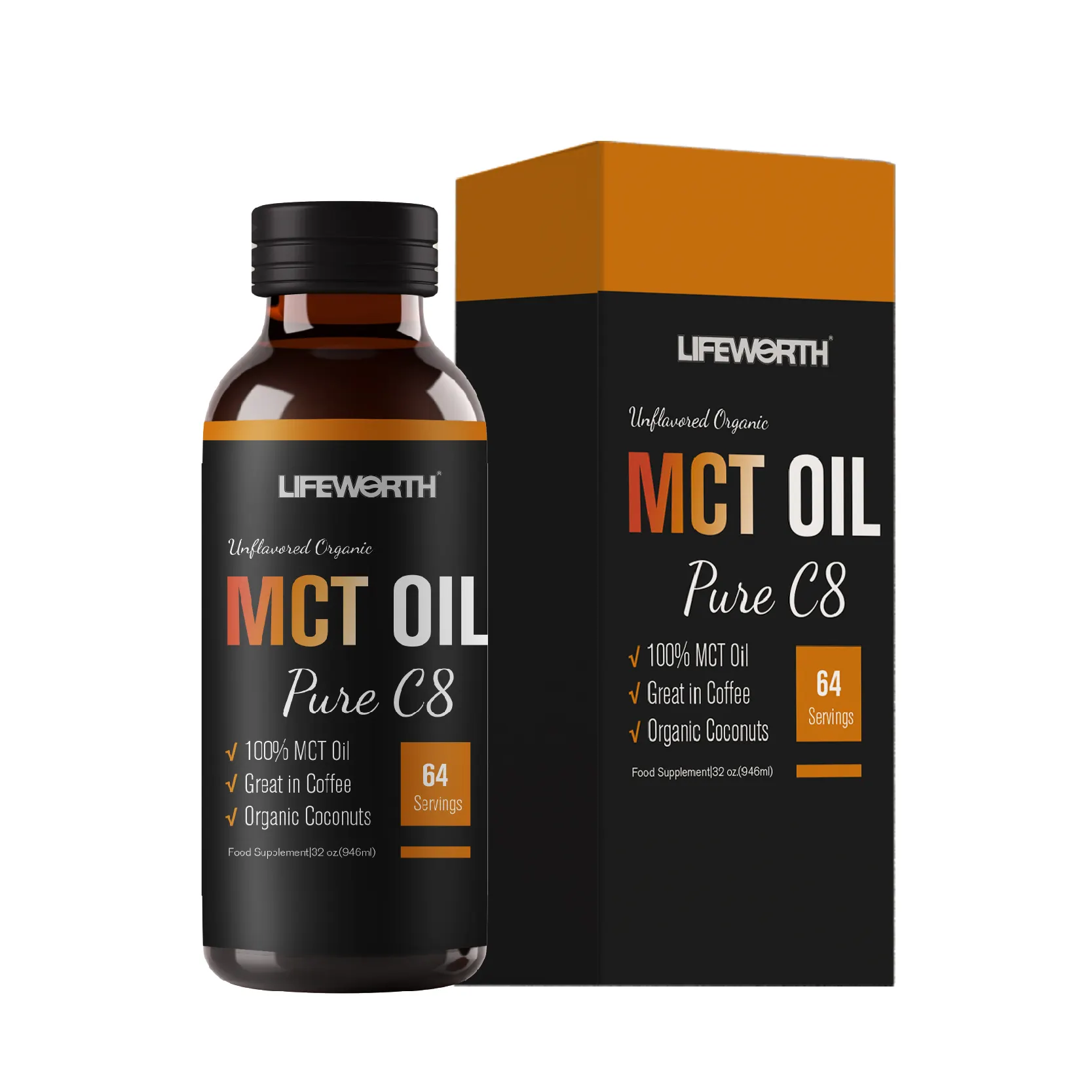 LIFEWORTH fornece óleo de coco em pó MCT óleo de triglicerídeos de cadeia média c8 70%