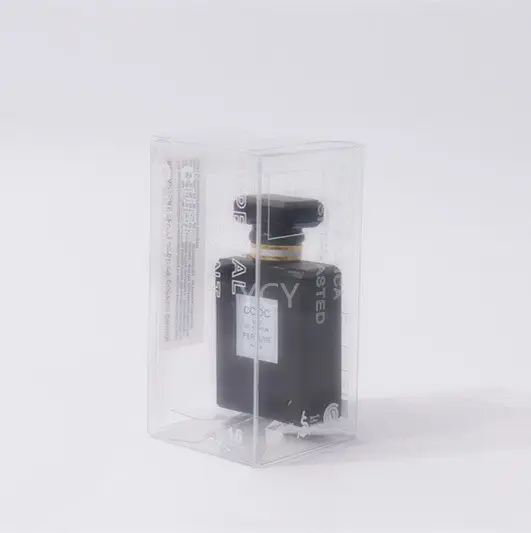 Parfüm için şeffaf pencere ile plastik özel Logo baskılı toptan plastik ambalaj kutusu