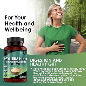 Psyllium Husk <strong>Capsules</strong> With Probiotics Fibre Supplement High Absorbency Strength Contributes Towards Gut and Digestive Health - Product Image 3