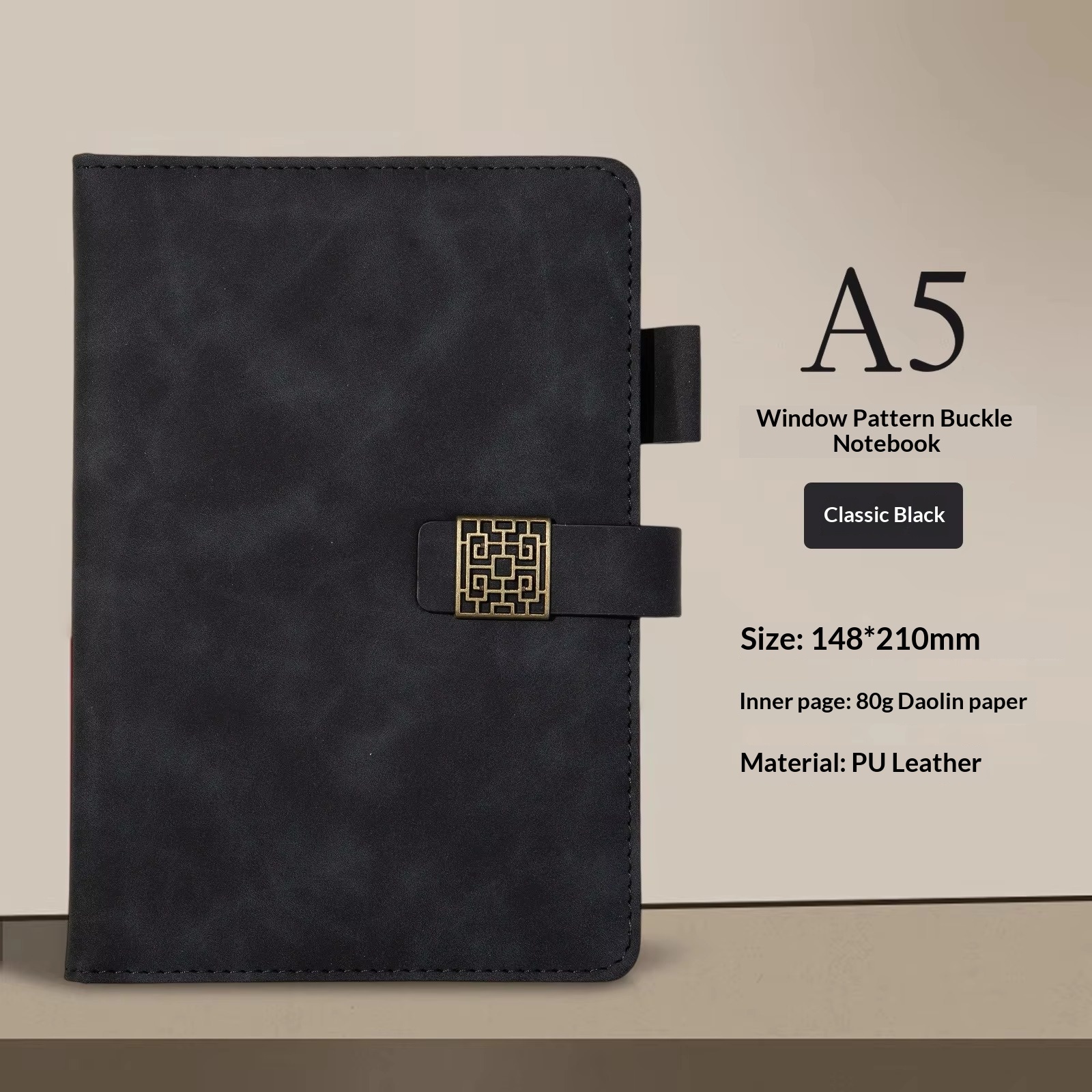 Carpeta de cuadrícula negra-a5-100 hojas 200 páginas