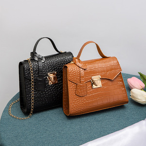 Timsah desen çanta 2022 yeni moda basit çanta kore Retro moda <span class=keywords><strong>Pu</strong></span> bir omuz küçük kare çanta