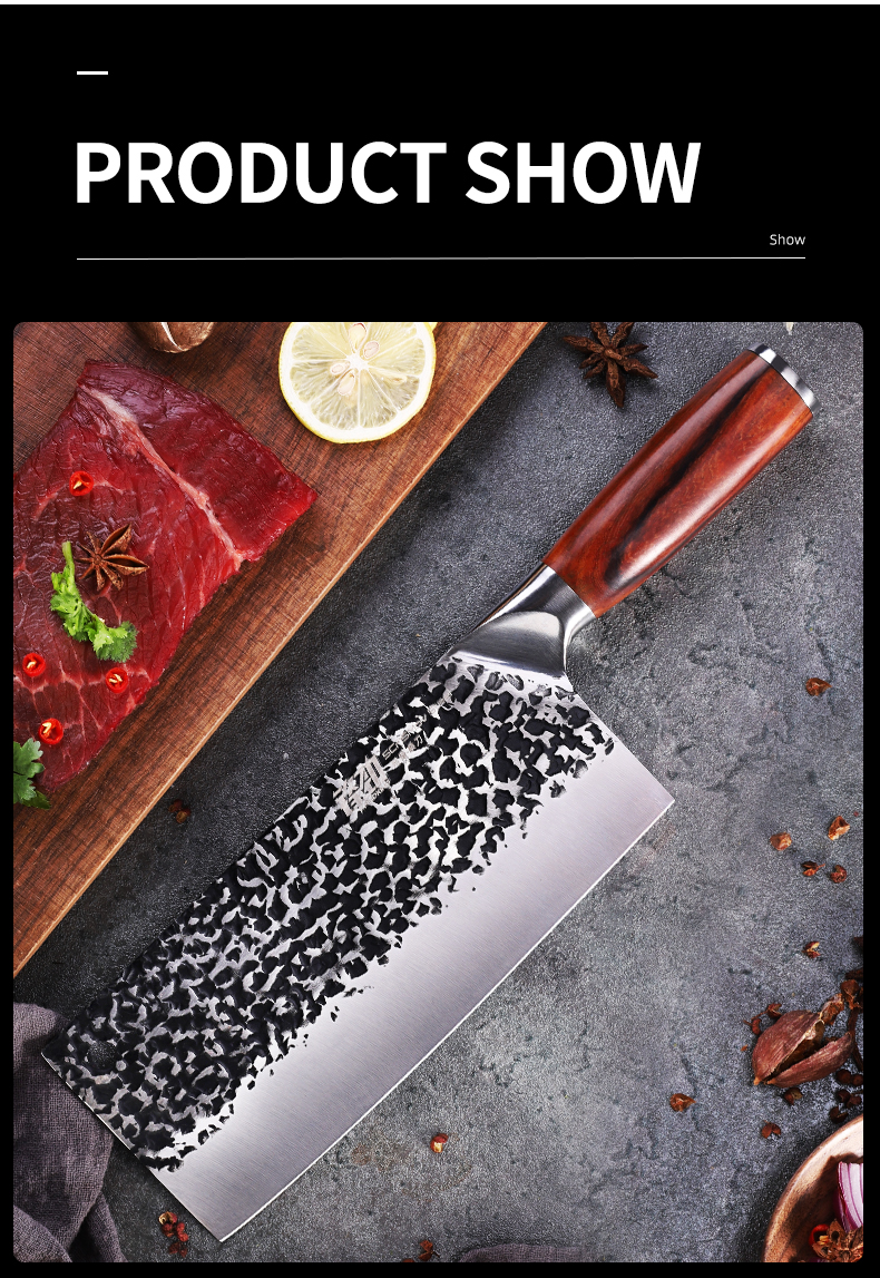 Wholesale Amazon hot sales Premium Quality Rosewood handle 5Cr15mov stainless steel butcher kitchen cleaver knife