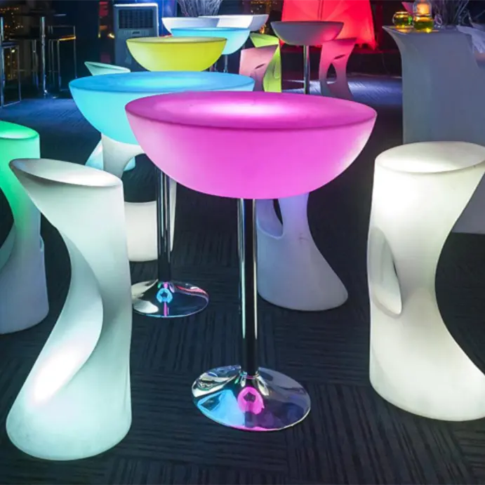 Luxury design glowing led bar table furniture light up outdoor indoor event rental restaurant plastic high top table