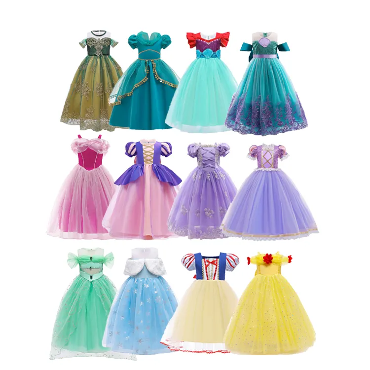 Vestido RTS Inspirado en Princesa para Niñas, Vestido de Fiesta de Personaje de Dibujos Animados para Niñas, Vestidos Listos para Enviar