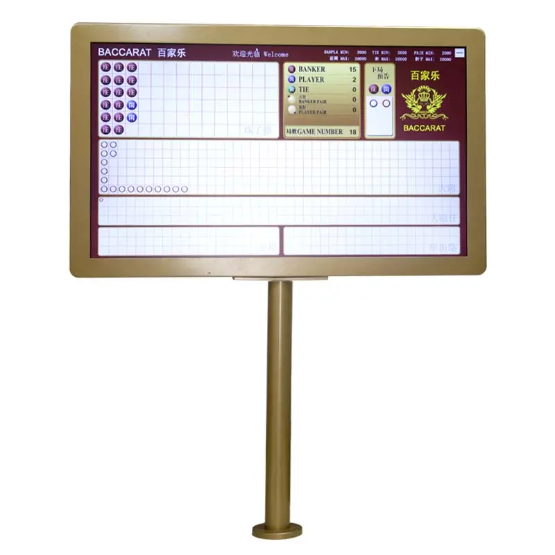 27 Inch Casino Accessoires Ultradunne Dubbel-Kanten Screen Hd Display Dubbelzijdig Roulette Display Voor Baccarat Tafel