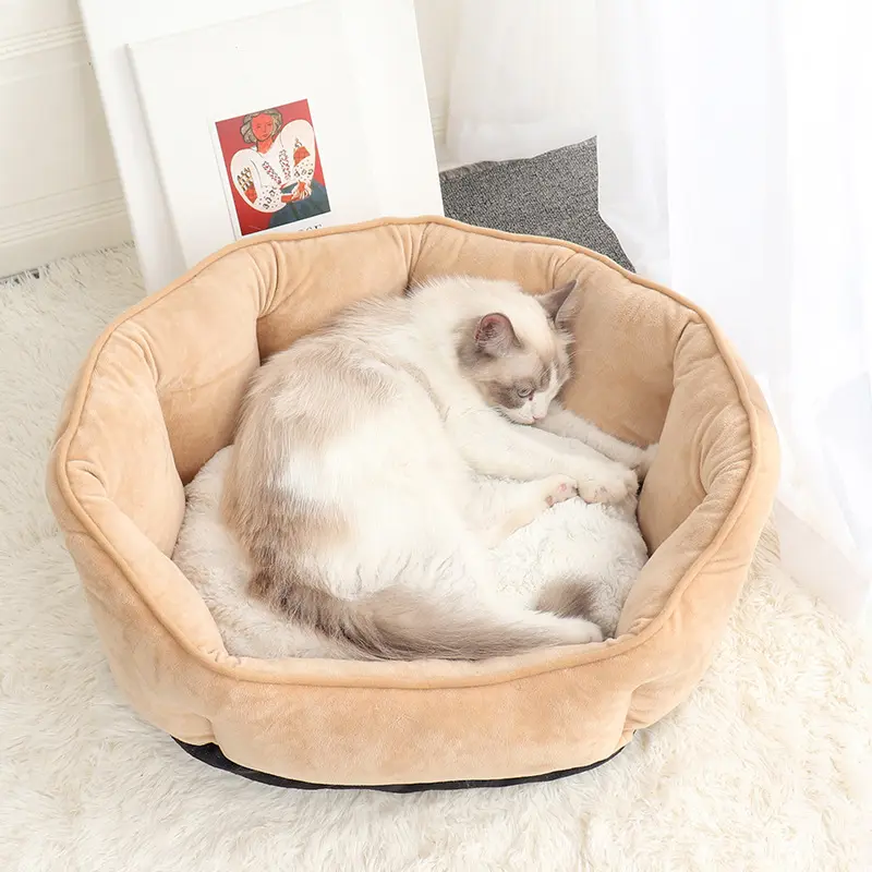 Высококачественная мягкая дышащая качественная спальная замшевая плюшевая кровать для кошек зимняя кровать для домашних животных