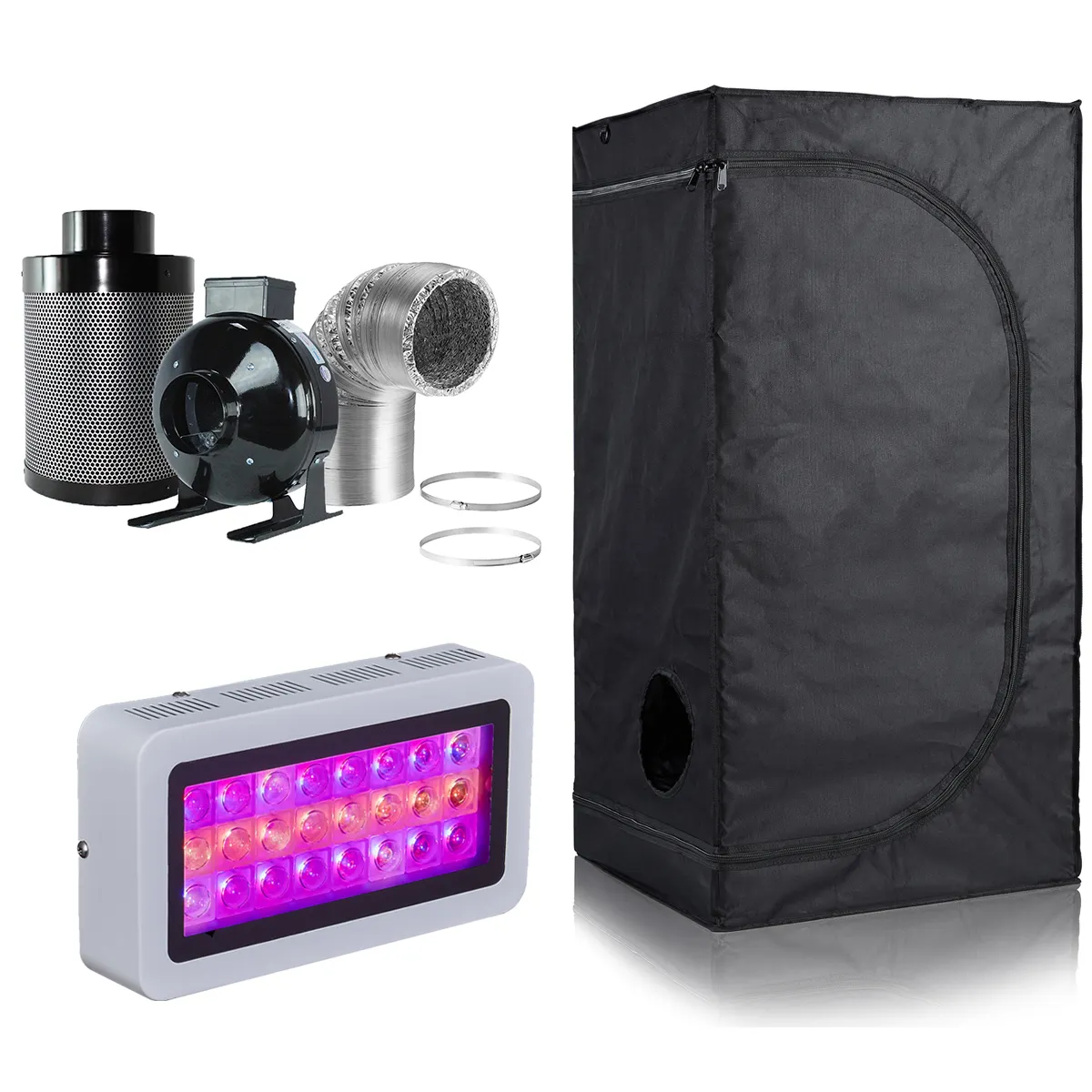 24 ''X 24'' X 48 ''Kweektent 4'' Ventilatorfiltercombo 300W Volledig Spectrum Led Licht Hydrocultuur Kamerplant Kweektent Complete Set