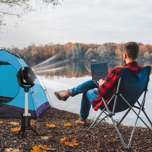 <strong>Remote</strong> Control Camping Fan with RGB Light Power Bank &amp; Auto Oscillation Telescopic Handle Three-Speed <strong>AU</strong> for Outdoor Use - Product Image 4