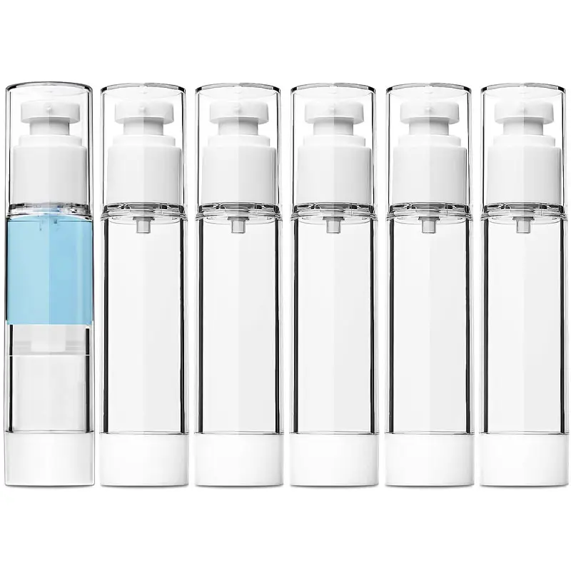 1.7 once 50 ML di bottiglie per pompa Airless in plastica trasparente da viaggio bottiglie per pompe ricaricabili contenitori cosmetici crema