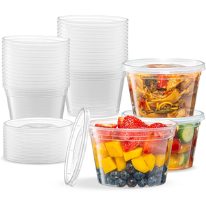 Yüksek kalite 1oz 16oz microwalid PP PET plastik çorba bardağı gıda konteyner ile temizle kapak - Product Image 1