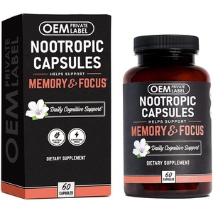Cápsulas nootrópicas Suplemento cerebral Alpha GPC, L Theanine & Bacopa Monnieri Concentración de enfoque Mejora la memoria Nootropics Cerebro