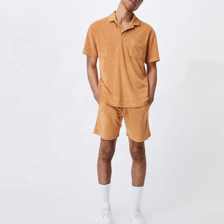 Benutzer definierte Camisas Polo und Short Sets Herren Outfit zweiteilige Shorts lässige Herren Polos hirts Terry Towel zweiteilige Hose T-Shirt Set