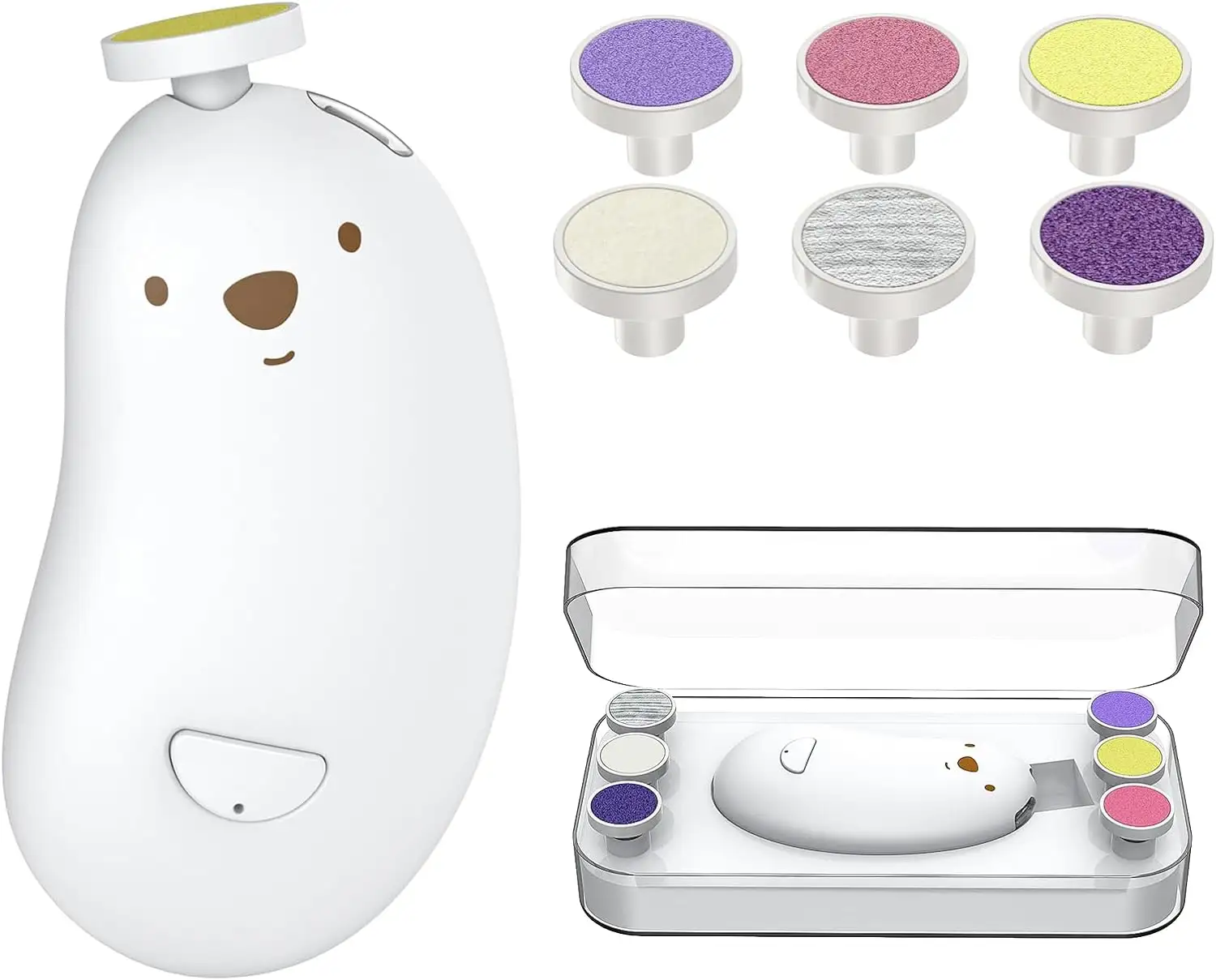 Şarj edilebilir 6 taşlama kafaları ve LED ışık güvenli bebek tırnak törpüsü Set bebek tırnak makası tırnak makası elektrikli