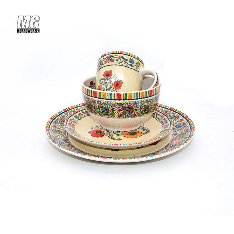 Ceramic Stoneware Porcelain Engraving New Arrived concise design restaurant hotel serving 16pcs dinner set ceramic