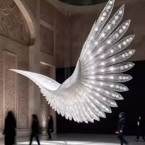 Tùy Chỉnh Sang Trọng Không Tiêu Chuẩn Tùy Chỉnh Trang Trí Lông Chim Ưng Pha Lê Đôi Cánh Thiên Thần Đèn Chùm - Product Image 3