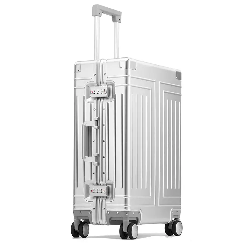 1new Style All Aluminium Magnesiumlegering Bagage Grote Capaciteit Aluminium Frame Puur Metalen Koffer Wachtwoord Case