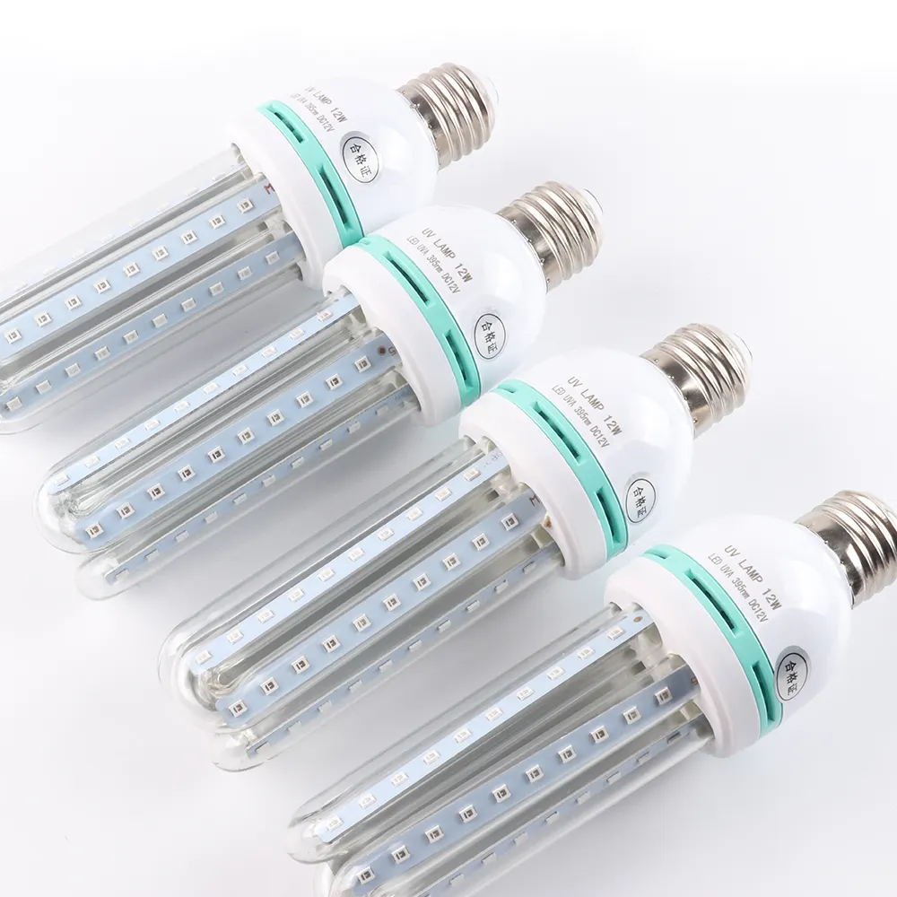 12V 12 Wát 405Nm U Shape 395Nm Chất Lượng Cao Giá Tốt Tia Cực Tím Ánh Sáng E27 Bulb Led Uv Ngô Đèn Cho In Ấn Chữa Keo