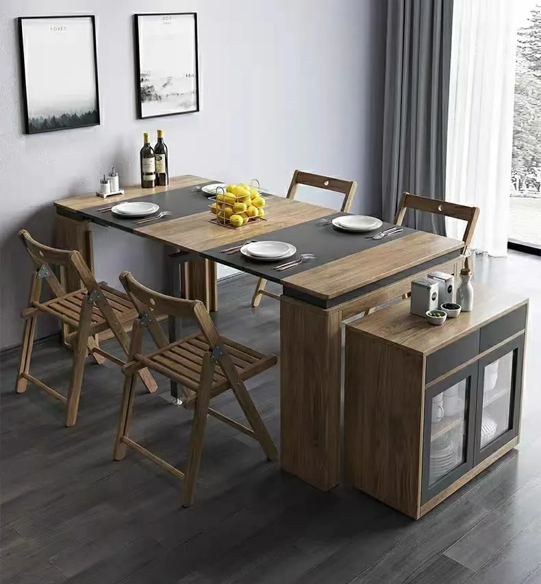 Gran oferta, mesa plegable retráctil de estilo nórdico para la familia, tablero de MDF, mesa cubierta, sala de estar, mesa de comedor, muebles para el hogar