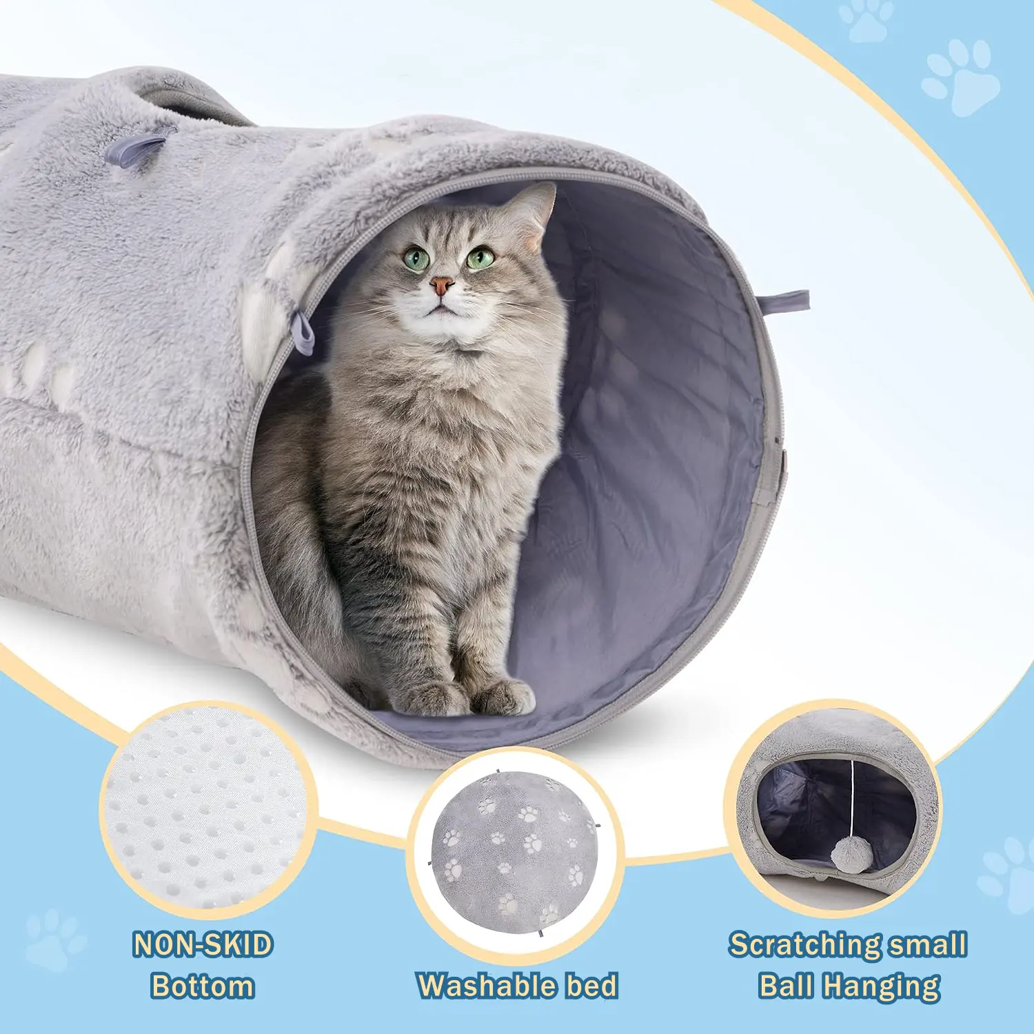 Collapsible Cat Tunnel Cat Fun Toys Multiple Play Cat Tunnel