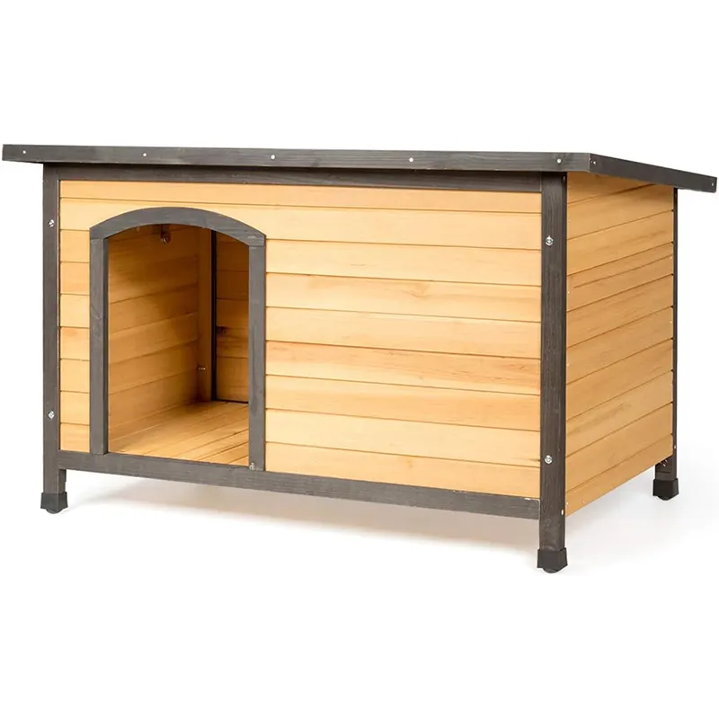 Large Wooden Dog House Sturdy and Attractive Outdoor Wood Dog Kennel & Sheltered Patio Make For a Special Home For Your Pet