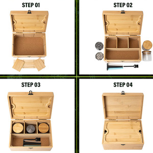 Tre Stash hộp lưu trữ với các phụ kiện lọ thủy tinh và bàn chải trang trí Hộp quà tặng với máy xay màu đen - Product Image 4