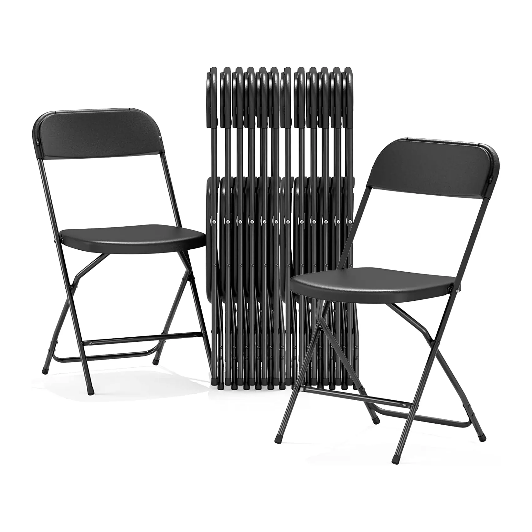 Envío rápido DDP servir logotipo personalizado negro plástico plegable jardín boda sillas para eventos de catering