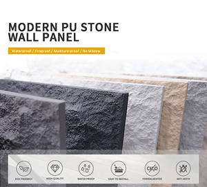Factory <strong>Direct</strong> Selling Flexible Artificial / Faux Stone TV Backdrop Sheet <strong>Cladding</strong> PU Stone Wall Panel - Product Image 2