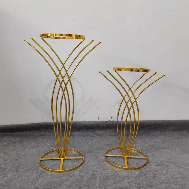 Wedding Props Electroplated Wrought Iron Flower Stands Lead Mermaid Flower Wedding Center T-stage Decoration Factory Customized.