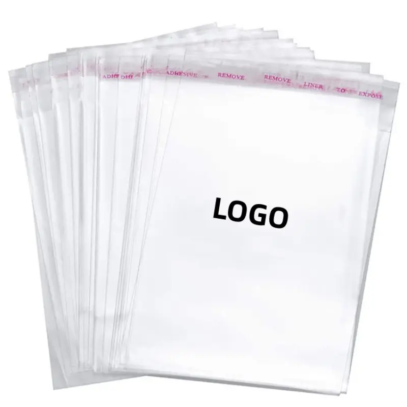 Custom Printing logo Factory direct sale Transparent Cellophane Clear OPP self adhesive bag garment packing opp poly plastic bag