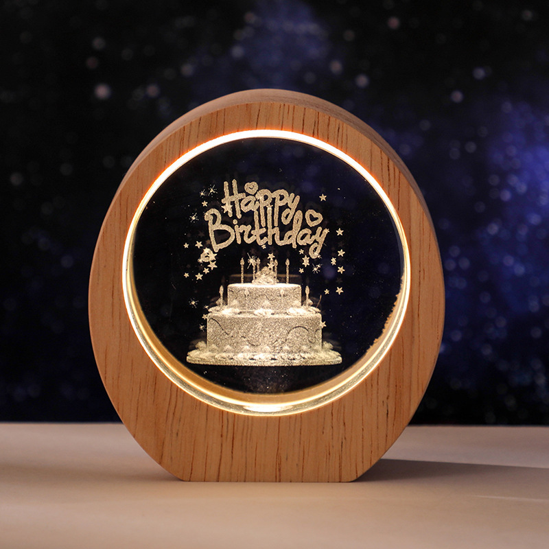 English birthday cake round wooden frame