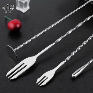 Thép Không Gỉ Tái Sử Dụng Thân Thiện Với Môi Bền Chống Trượt Dài Xử Lý Thanh Muỗng Với Mô Hình Xoắn Ốc Cho Cocktail Khuấy - Product Image 4