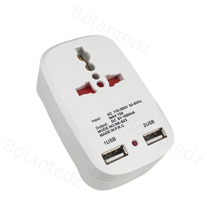 Hot Sales Usb Wall Outlet Dual Usb DC5V1A Wall Charger <strong>Two</strong> <strong>Input</strong> <strong>One</strong> <strong>Output</strong> Travel Conversion Plug Adapter Uk 3 Pin Usb Plug